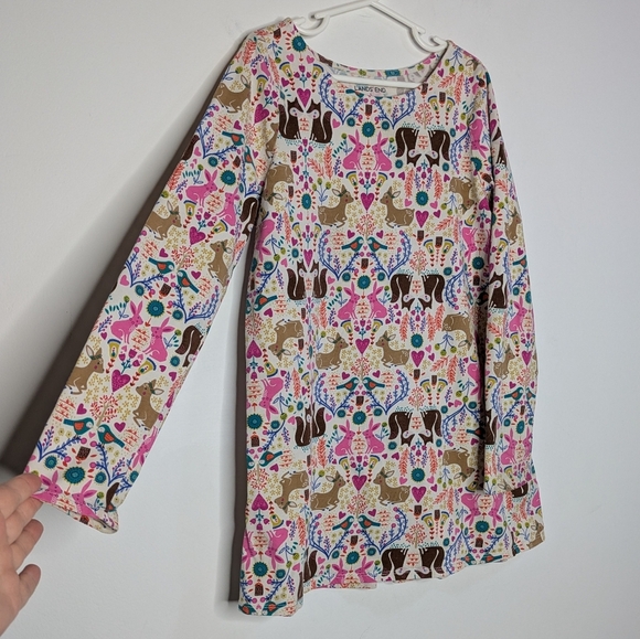 ✨3/$15 Lands' End Colorful Forest Animal Floral Print Dress 7/8 - Picture 3 of 6